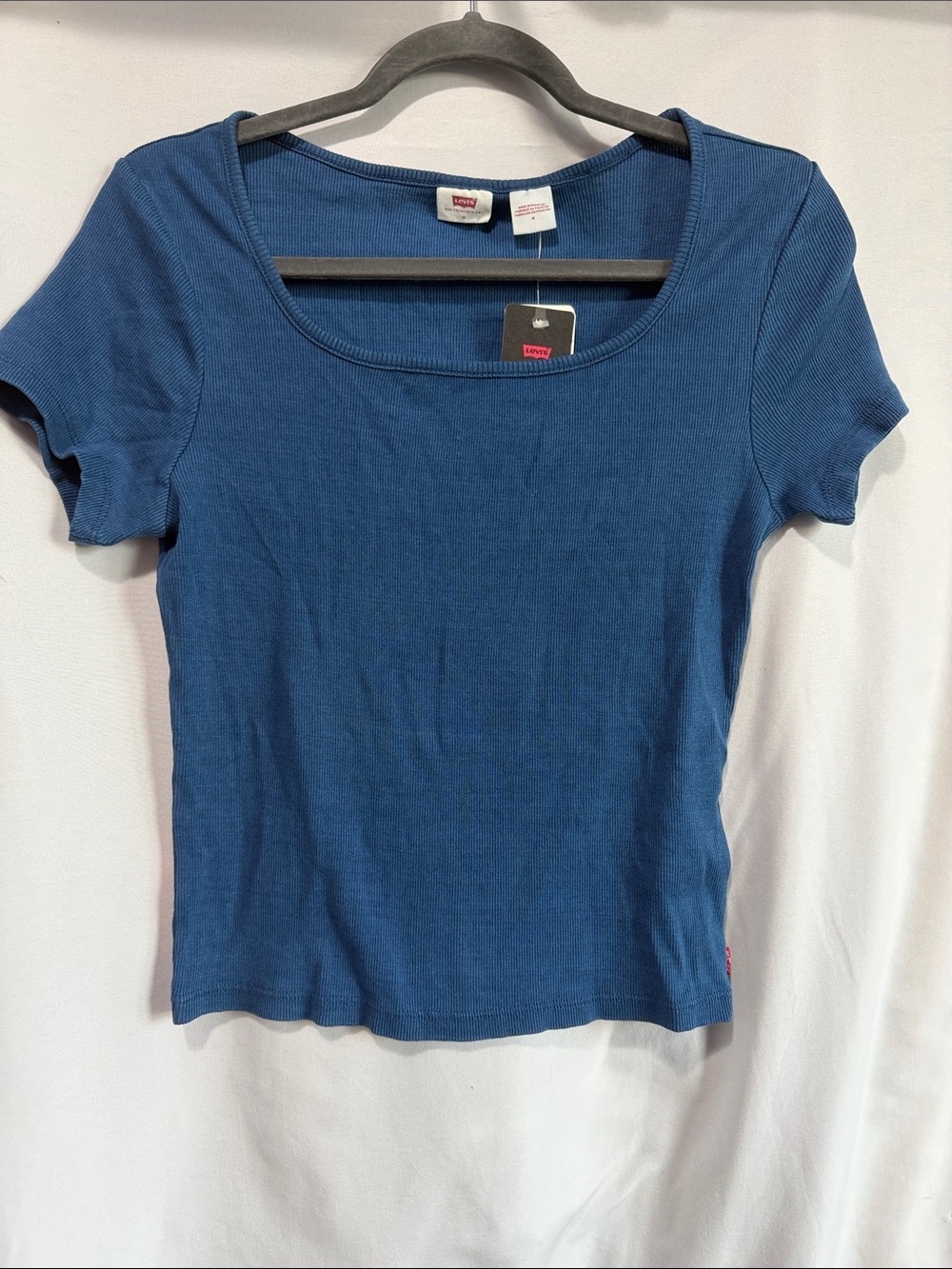 Levi's Women's Navy Scoop Neck Ribbed Short Sleeve Tee